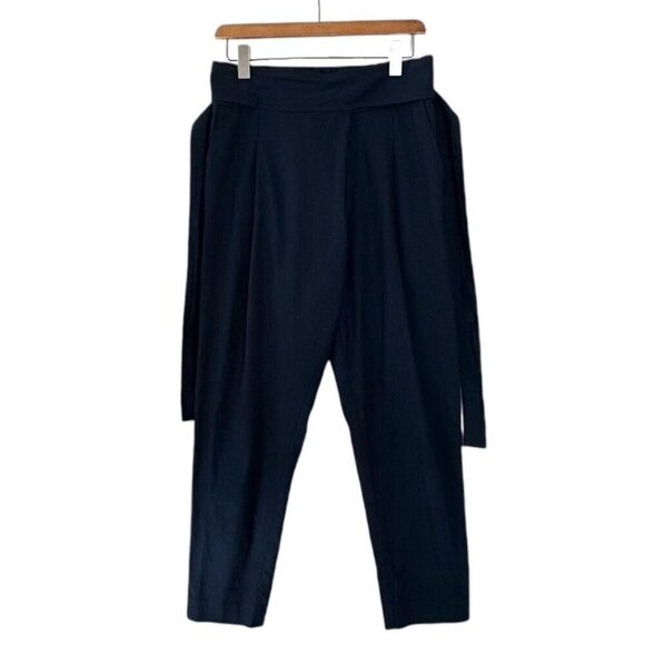 APiece Apart Isa Wrap Elasticated Waist Dark Blue Pleat Front Tapered Trousers - Picture 8 of 14